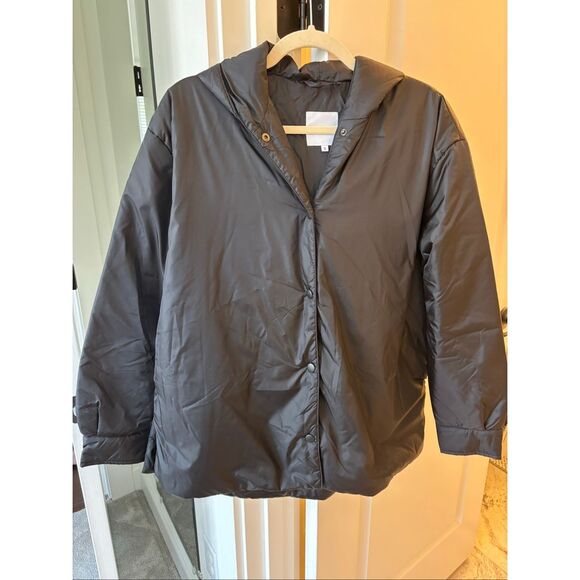 NWOT ASPESI BETH HOODED JACKET, black, Small $550 G34 - Picture 2 of 11